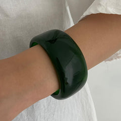 Gold Bangle Bracelets for Women Wide Face Resin Dyed Cuff Bold Stylish Layered Jewelry Unique Wristwear