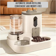 Automatic Dog Cat Feeder and Water Dispenser Water Drinker 2 in 1 Automatic Cat Feeder, Cats Feeders and Waters Dispenser, for Small Medium Dog Puppy Kitten (Pink)