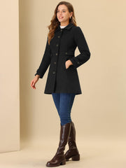 Allegra K Women's Winter Classic Outwear Overcoat with Pockets Single Breasted Pea Coat