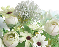 Artificial Flowers Artificial Plants Flowers Home Decor Globules Roses Daisies Large Hydrangeas Flowers Bouquet with Stems Silk Cloth Faux Flower for Photography Wedding Home Shop Decoration (Pink)