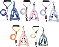 Dog Collar, Dog Chest Harness with Leash Nopull Pet Chest Belt Walking Dogs Vests Harness Outdoor Activity Dog Colorful Harness