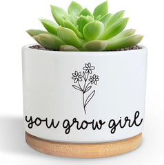 DOFAFALA Funny Planter Succulent Flower Pot, Flower Cactus Planter Gifts, Appreciation Inspirational Gifts for Plant Lovers Women Men Coworkers Home Office Decor (No Plants)