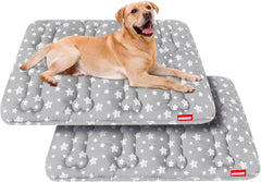 Moonsea Dog Crate Mat (24" X 18") 2 Pack, Soft Bed Mat with Cute Prints, Personalized Dog Crate Pad, Anti-Slip Bottom, Machine Washable Kennel Pad, Grey