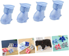 TEP Waterproof Dog Rain Boots 4 Pcs Slip Outdoor PET Shoes for Rainy Weather Cold Protection and Comfortable Fit