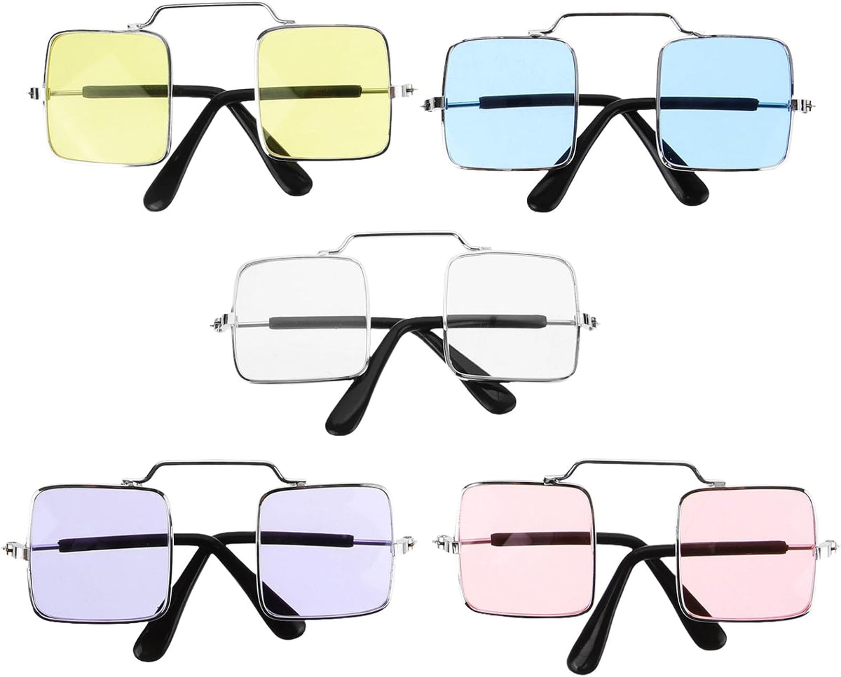 5 Pieces Dog Sunglasses Funny Pet Sunglasses Small Dog Sunglasses Classic Retro Circular Pomeranian Sunglasses Eyewear Photos Props Accessories Cosplay Glasses