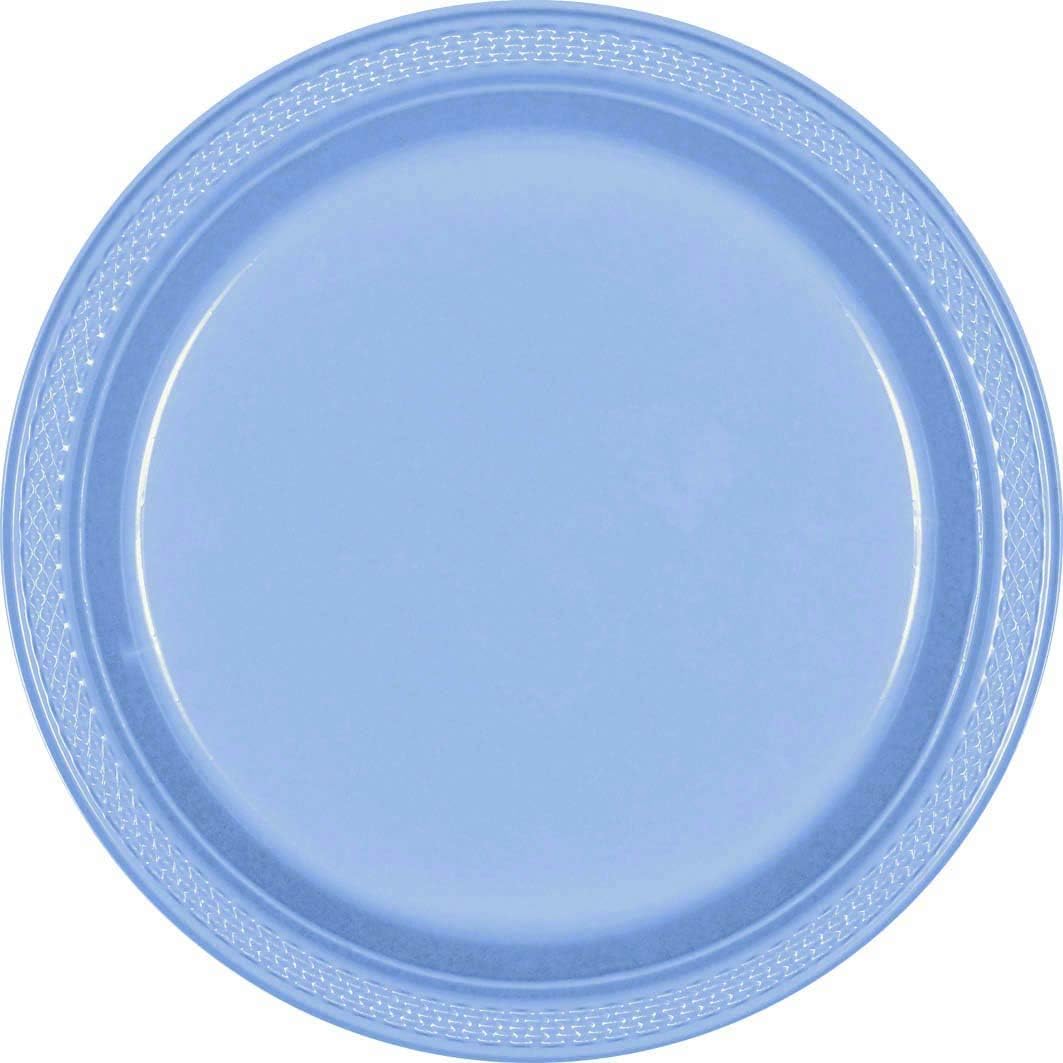 Vibrant Round Pastel Blue Plastic Plates - 7" (Pack of 20) - Premium Quality Design, Ideal for Any Event or Party