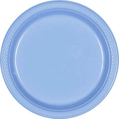 Vibrant Round Pastel Blue Plastic Plates - 7" (Pack of 20) - Premium Quality Design, Ideal for Any Event or Party