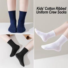 EPEIUS Unisex Kids Crew Socks Soft Cotton Seamless School Socks for Girls Boys Dress Sox White Black Navy 4/6/8 Pairs