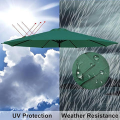 6.5ft 7.5ft 8ft 9ft 10ft Patio Umbrella Replacement Canopy, Outdoor Table Market Umbrella Top, Sun Umbrella Canopy Replacement Cloth 6 Ribs 8 Ribs(Dark Green,6ribs/2m(6.5ft))