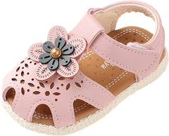 Toddler Girl Sandals Spring and Summer Boys and Girls Toddler Sandals Flowers Hollow Light Breathable and Comfortable (Beige, 9 Toddler)