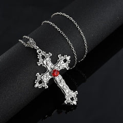 1pcs Punk Large Cross Pendant Necklaces for Women Men Charm Goth Chain Choker Fashion Jewelry Couples Necklace Gift,50cm Long