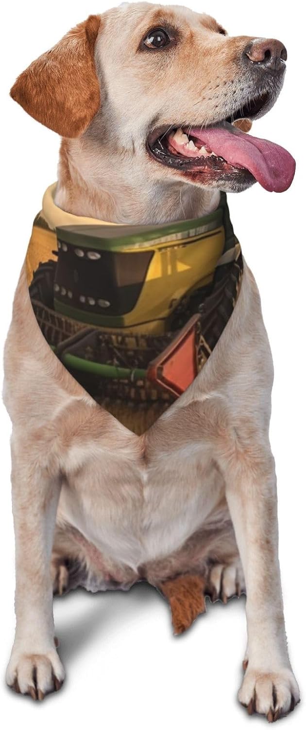 Farm Tractor Harvest Dog Bandana Pet Scarf Accessories for Small Medium Dogs Cats Photo Prop, Triangle Pet Bandanas Adjustable Puppy Bib Washable Dog Kerchief Puppy Neckerchief