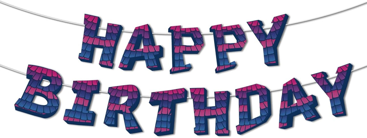 Happy Birthday Banner, Pre-Assembled Party Banner Decorations Video Games Birthday Theme Backdrop Party Supplies for Boy Girl