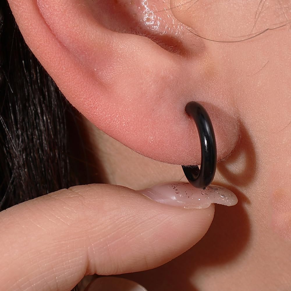 10PCS Resin Hoop Earring for Women Simple Lightweight Earrings for Beginners Ear Clips Fashion Jewelry Gifts,1.4cm