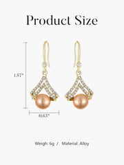 1 Pair Gold Toned Earrings, Drop Style Earrings with Zircon and Pearl for Women, Elegant and Luxurious Statement Earring, Delicate Jewelry Earring for Various Occasions, Style2