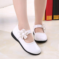 Girls Dress Flat𝐬 Toddler Girls School Uniform Shoes Mary Jane Flower Ballet Faux Leather Flat𝐬 for Wedding Part𝐲