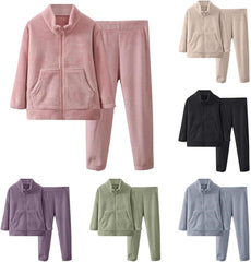 Boys Girls Winter 𝐒leepwear Flannel Fleece 𝐏a𝐣amas Set Kids Cotton 𝐋ounge𝐰ear Full Zip Jacket Tops+Pants Outfit