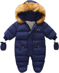 Toddler Baby Girls Boys Romper Outerwear Winter Down Snowsuits Romper Jacket Hooded Jumpsuit Coat With Pocket