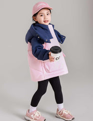 Girls Outdoor Down Jackets Kids Winter Insulated Puffer Toddler Coat Hooded Padded Jackets Zipped Travel Outerwear