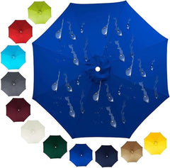 Parasol Canopy 6/8 Arms 5/7.5/8/9/10/11.5ft Umbrella Replacement Canopy Waterproof All Seasons Gazebo for Garden, Deck, Backyard, Pool