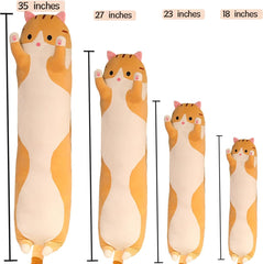 Black Cat Long Plush Pillow Kitty Stuffed Animals Soft Sleeping Throw Pillow Doll Toy Gift(Black,18inches)