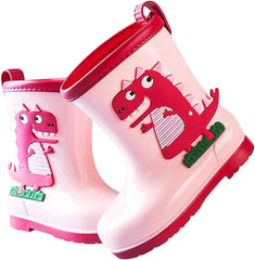 Toddler Dinosaur Rain Boots Waterproo𝐟 Rubber Kids Rain Boots for Girls Boys Outdoor Non Slip Water Shoes
