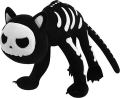 Halloween Stuffed Plush Toy, Skeleton Black Cat Stuffed Animal Plush Pillow, Black Cat Plushie Toys Gifts for Kids Adults Birthday Halloween Home Decor