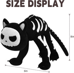 Halloween Stuffed Plush Toy, Skeleton Black Cat Stuffed Animal Plush Pillow, Black Cat Plushie Toys Gifts for Kids Adults Birthday Halloween Home Decor