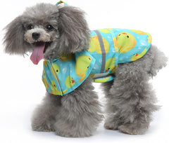 Dog Raincoat with Duck Pattern, Hooded Slicker Poncho, Lightweight Rain Poncho Hoodies, with Strip Reflective for Small to Large Dogs and Puppies/3752