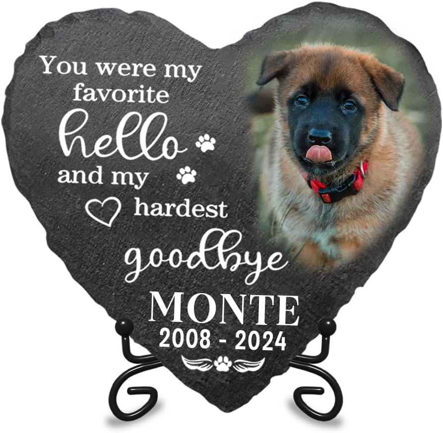 Famtitrendz Personalized Forever in Heart Dog & Cat Memorial Stone - Pet Loss Commemorative Gifts