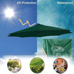 Outdoor Patio Umbrella Replacement Canopy, 6 Ribs Umbrella Canopy Cover Replacement Fabric, Parasol Top Cover Replacement UV Protective Fabric, Canopy Only