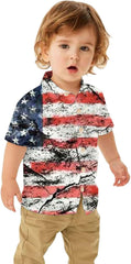 Toddler Boys Girls Short Sleeve Botton Independence Day 4th of July Prints Kids Tops T Shirt Boy Basketball Short Pack