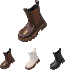 Girls Combat Dress Boots Non-𝐒lip Side Zipper Plain Fashion Riding Boots Birthday Party Princess Dress Shoes