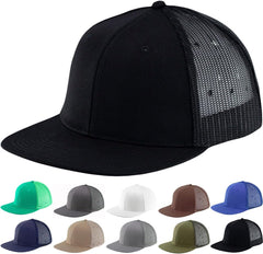 M,L,XL,XXL Flat Bill Mesh Snapback Trucker Hat,Plain Blank Adjustable Solid Color Baseball Caps for Men Women
