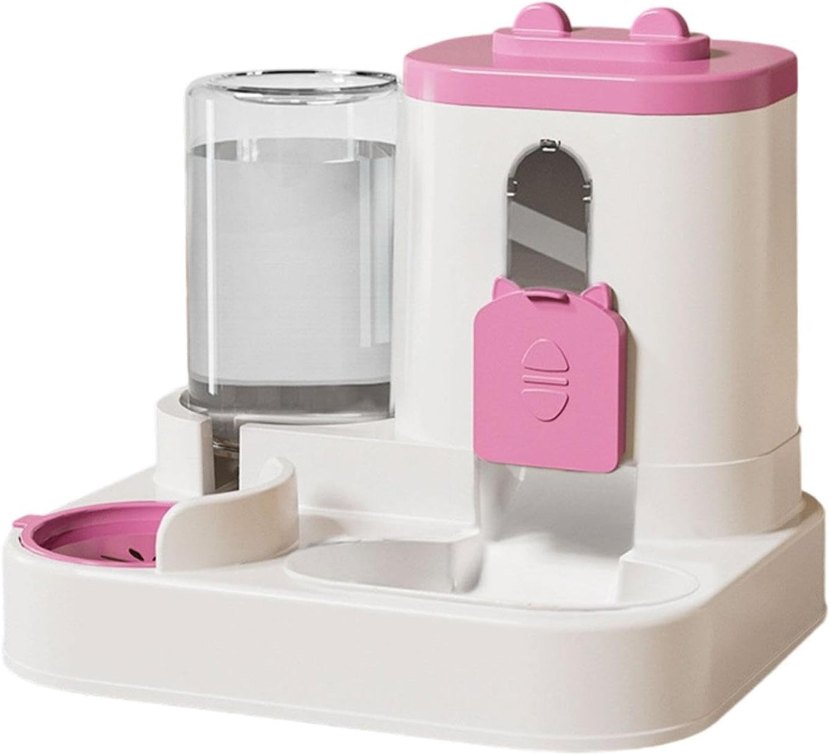 Automatic Pet Feeder and Waterer Water Dispenser Cat Food Feeder for Puppy Kitten, Pink