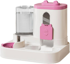 Automatic Pet Feeder and Waterer Water Dispenser Cat Food Feeder for Puppy Kitten, Pink