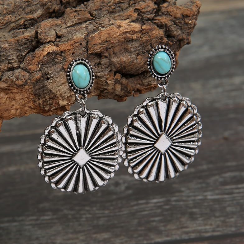 Contemporary Metallic Earrings, Chic Drop and Stud Choices, Perfect for Everyday and Special Events, Turquoise Boho Aesthetic