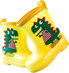 Toddler Dinosaur Rain Boots Waterproo𝐟 Rubber Kids Rain Boots for Girls Boys Outdoor Non Slip Water Shoes