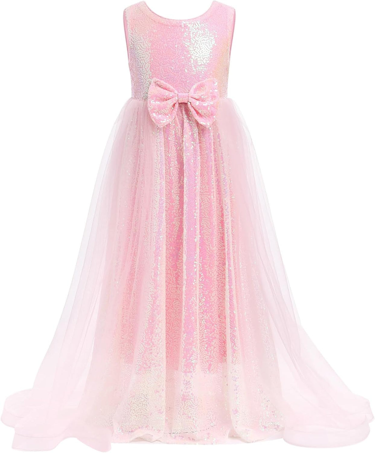 Girls Sequin Dress Sleeveless Princess Birthday Dress Graduation Wedding Party Formal Pageant Dresses for Girls