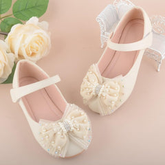 Dress Shoes for Girls Bow Flower Girl Mary Jane Flat Comfortable Soft Sole Dress Shoes for Wedding Party