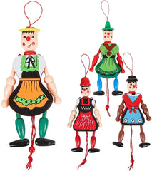 2sets Vintage Puppet Toys Wooden Marionette for Boys and Girls Stylish and Fun Hanging Puppet Doll 4pcs*2