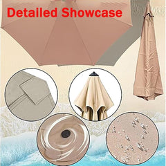 6.5ft 7.5ft 9ft Patio Umbrella Replacement Canopy, 6 Ribs 8 Ribs Sun Umbrella Canopy Replacement Top Cover, Outdoor Table Market Umbrella Replacement Cloth