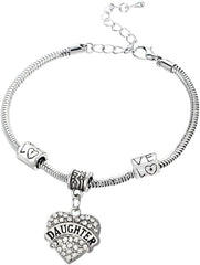 Crystal Heart Bracelet For Mom Daughter Mimi Nana Grandma Aunt Sister Niece Bracelet Christmas Birthday Gift For Mom Daughter Mimi Nana Grandma Aunt Sister Niece