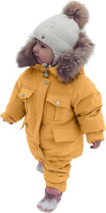 Girls Snowsuit Hooded Down Coat Jacket Thick Warm Winter Windproo1 Outerwear Snow Pants Zipper Casual Coats Clothes