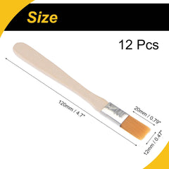 5" Paint Brush 0.5" Width Soft Nylon Bristle with Wood Handle for Wall, Cabinets, Fences Yellow 12 Pcs