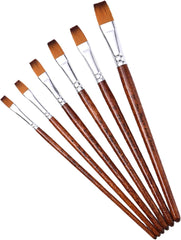 6Pcs Nylon Bristle Paint Brush Watercolor Paint Brush for Gouache Acrylics Oil Watercolor Painting Artist Paintbrush