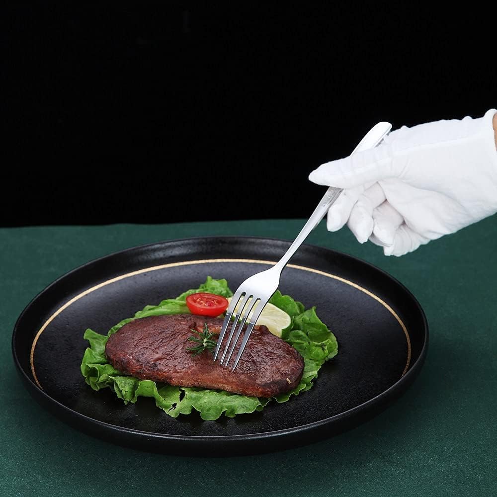 Black Dinner Forks 6 Pieces, Stainless Steel 8'' Forks Silverware Set, Dessert Forks, Table Forks, Salad Forks for Home, Kitchen or Restaurant, Dishwasher Safe