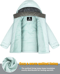 GEMYSE Kids Winter Jacket Waterproof Boys Girls Ski Jacket with Hood Windproof Warm Fall and Winter Outerwear