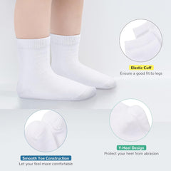 BOOPH 12 Pairs Boys Girls Athletic Crew Socks Toddler Kids Sport Ankle Socks