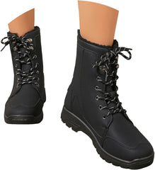 Womens Winter Snow Boots Women's High Top Plus Velvet Warm Lace Up Platform Lug Sole Booties Fashion Outdoor Casual Non-Slip Mid Calf Boots Comfortable Pull On Booties Walking Shoes